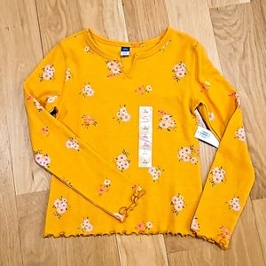 Long Sleeve Waffle Floral Tee - L